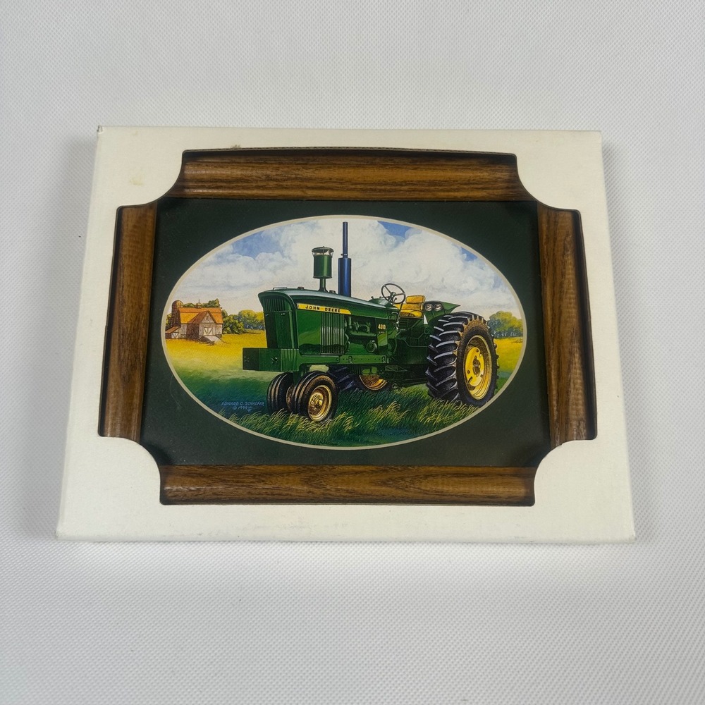 John Deere 4010 Tractor Print Edward C Schaefer 1999 Framed Art 7.5x5.5